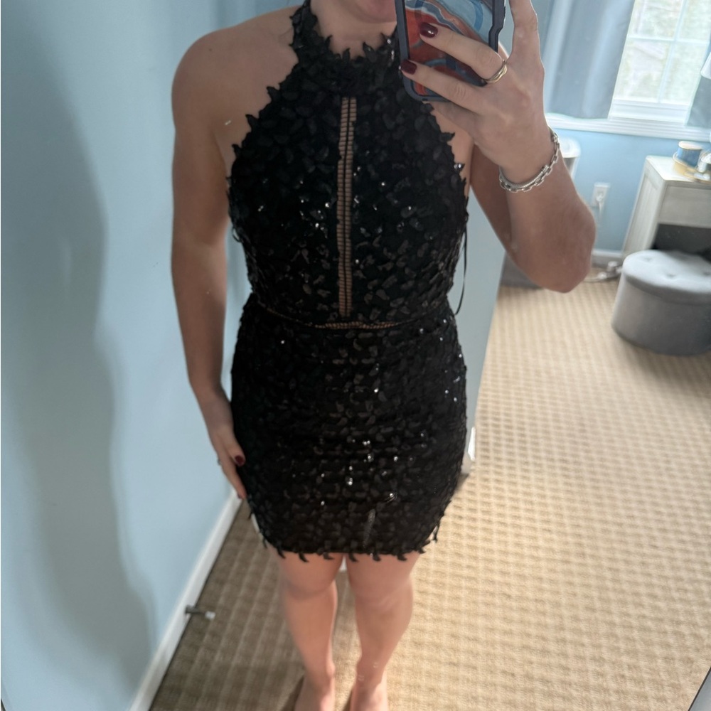 Bardot black sequenced dress